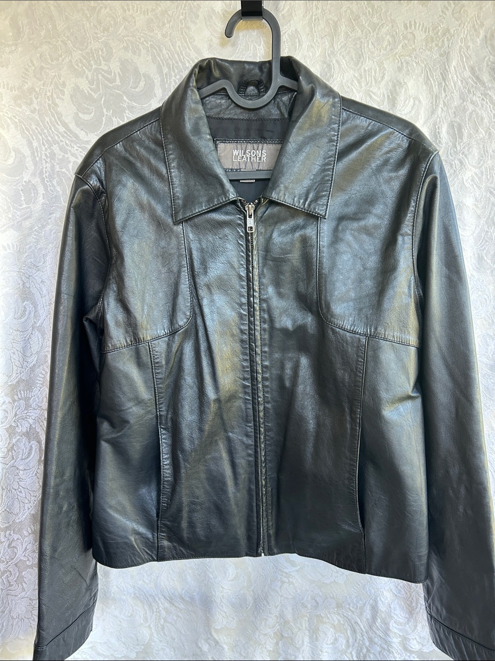 Wilsons Leather Women's Black Leather Zip-Front Jacket size L